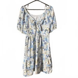 Lauren Conrad Floral Puff Sleeve Dress Medium